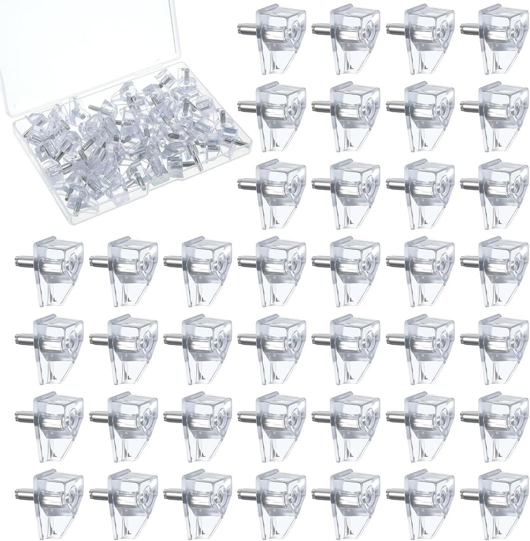 50 PCS 1/8 Inch Shelf Support Peg, Clear Plastic Cabinet Shelves Pins Kitchen Cabinet Shelf Pegs Shelves Holder Pins Replacement Peg for Closet, Kitchen, Furniture, Bookcase