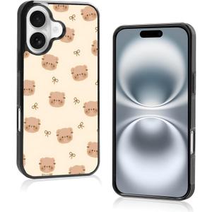 Cute Funny Teddy Bear Bow Phone Case: Kawaii Cartoon Brown Aesthetic Compatible for iPhone 16 Case for Women & GirliPhone 16 (5)