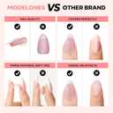 3 x modelones French Tip Press on Nails, 150Pcs M-Almond Fake Nails with Nail Box, Pink & White Gel Nail Tips for Women, Soft Glue-On Nails for Natural Salon Look, DIY Nail Art Kit (15 Sizes)