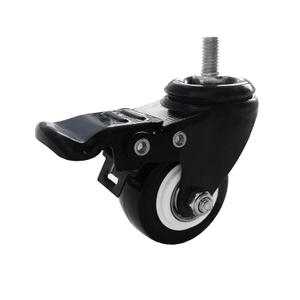 VWINDESK 2 inch M8(0.315'' ) 15mm Threaded Locking Caster Wheels, Set of 4, Swivel, Polyurethane PU Swivel Ball Casters with 360 Degree Top Plate 220lb Total Capacity, Brake, Used for Standing Desk