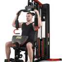 Fitvids Home Gym Equipment, Multifunctional Full Body Workout Weight Machine Station with Weight Stack, All in One Exercise Equipment with Pulley System & Seated Rowing for Home Gym Strength Training (160LBS, Black)