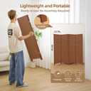 4 Panel Short Room Divider, Bamboo, 47.2 in Tall, Dark Brown