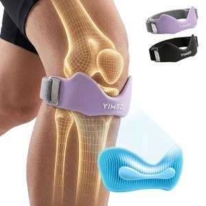 Patellar Tendon Support Strap, Silicone Patella Knee Strap for Knee Pain Relief, Adjustable Patella Band Knee Brace for Basketball, Jumpers Knee, Tendonitis, Osgood Schlatter (Purple 1 Pack)