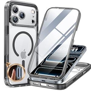 Miracase for iPhone 17 Pro Max Case 6.9" Full-Body Phone Case with Built-in Glass Screen Protector& Full Camera Protector, [Magnetic with MagSafe] Drop Proof 17 ProMax Cover, Clear Black
