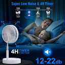 Portable Foldable Rechargeable Oscillating Fan - 8.6" 8000mah Battery Operated USB C Small Fan Remote, Quiet Table Desk Fan Folding Standing Pedestal Fans for Bedroom Rome Office Camping Travel