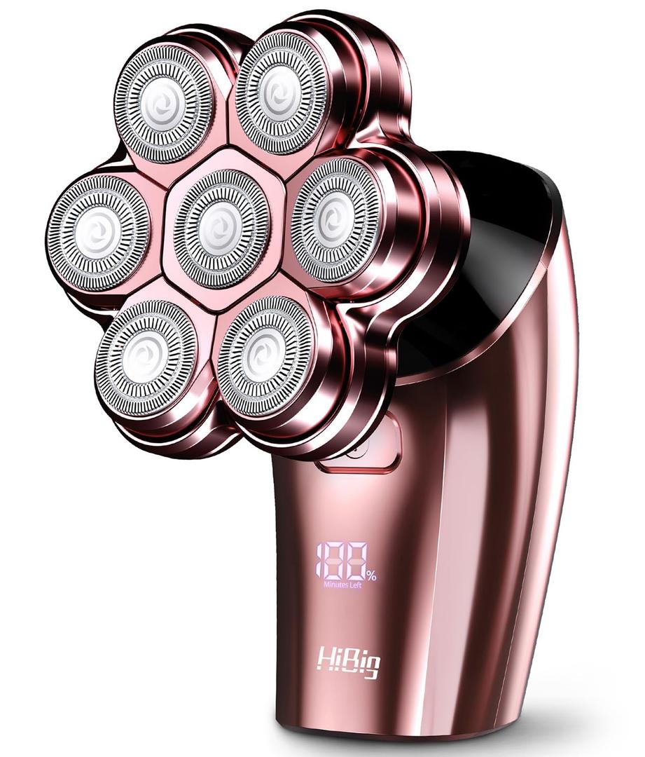 Electric Razors for Women Legs: 5-in-1 Rechargeable Body Shaver, 7D Wet & Dry Bikini Trimmer, IPX7 Waterproof Lady Hair Remover for Face Underarms Pubic, Rose Pink