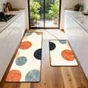 Kitchen Rugs Set of 2, Non-Slip Washable Floor Mats, Colorful Decorative Absorbent Runner Rugs for Kitchen Sink & Stove, Hallways Entryway and Laundry16.9 x27.6 + 16.9"x47.2"