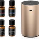 Airversa ADX Waterless Essential Oil Diffuser Starter Kit, Titanium | 4 x 10mL Fragrance Oi, Up to 600 sq ft, Battery Operated, Portable for Home Car Office, ADXKit-4x10-02