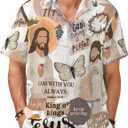 Men's Hawaiian Beach Shirt, Short Sleeve Shirts for Men, Quick-Dry Button Up Shirt for Party (XXXL)