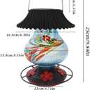 Solar Glass Hummingbird Feeder for Outdoors- 26 fl.oz Best Hummingbird Feeders with Ant Moat & Perch - 5 Feeding Ports - Wasp Leak Proof- Hand Blown Glass Color Changing Glowing in Dusk