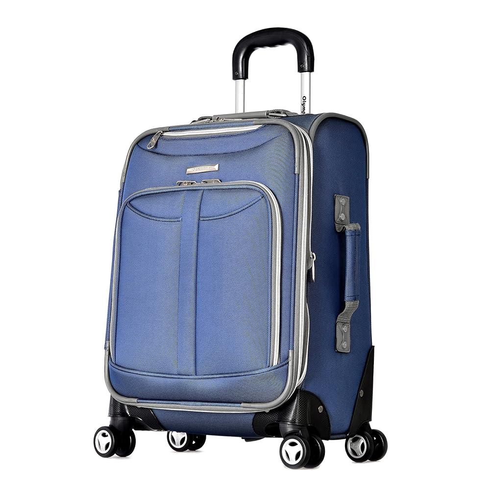 Olympia Lares Softside Expandable Luggage with Spinner Wheels, Navy, Carry-On 22-Inch