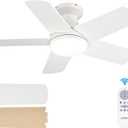 addlon Ceiling Fans with Lights, 32inch Low Profile Ceiling Fan with Light and Remote Control, Flush Mount, Reversible, 3CCT, Dimmable, Quiet, White Small Ceiling Fan for Bedroom Indoor/Outdoor Use