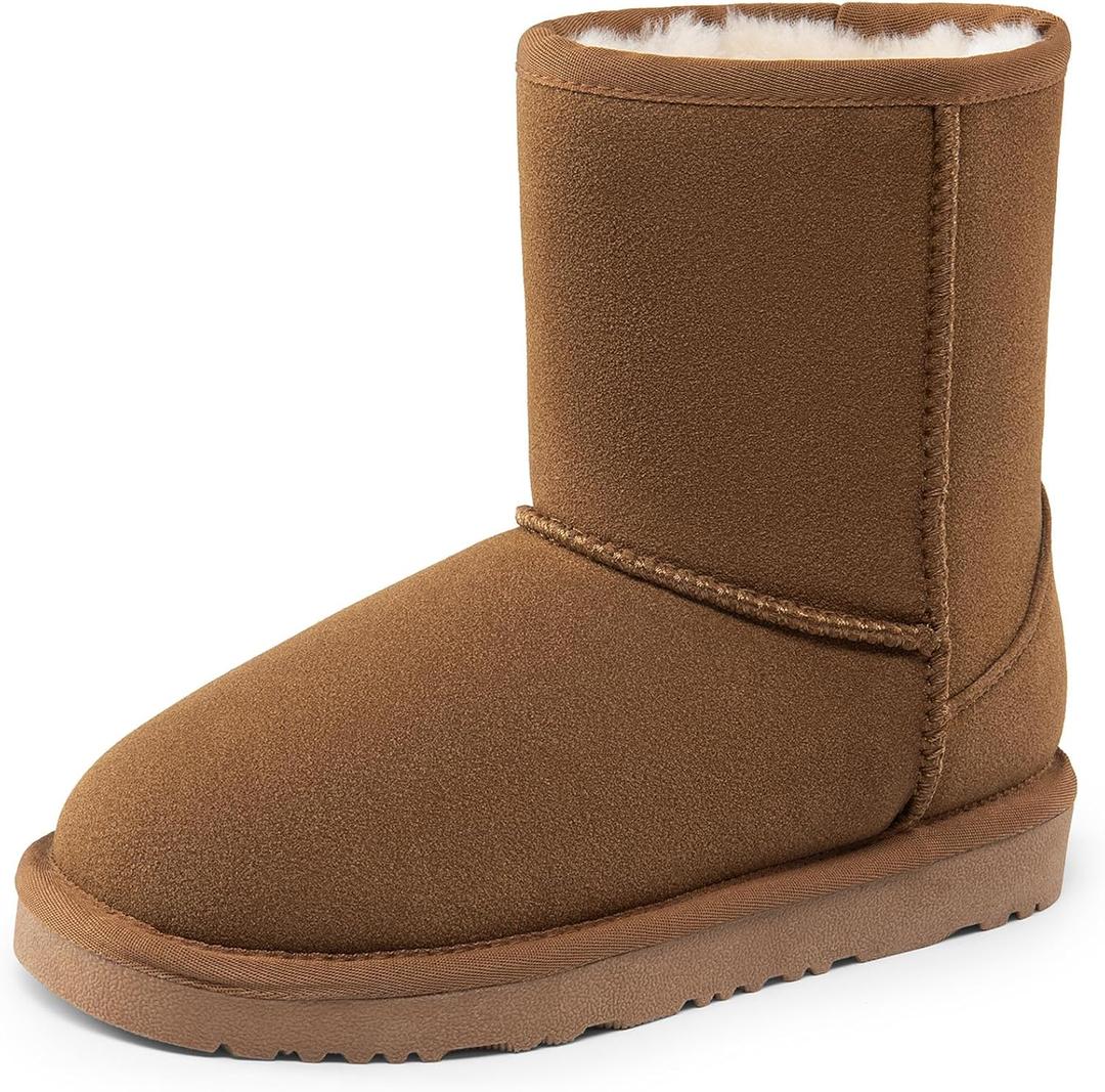 DREAM PAIRS Girls Boys Boots Kids Faux Fur Lined Winter Snow FuzzyClassic Kid's Mid Boot (1 Little Kid, Light Brown)