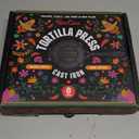 Uno Casa Cast Iron Tortilla Press 8 Inch - Tortilla Maker Press, Pre-Seasoned Roti Maker with 100 Pcs Parchment Paper - Heavy Duty Quesadilla Maker for Homemade Flatbreads, Rotis, Empanadas