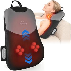 Back Massager for Pain Relief Deep Tissue, Rolling Up and Down Shiatsu Back and Neck Massager with Heat, 4D Kneading and Car Adapter for Home, Office and Car use, Gifts for Men and Women