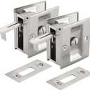 HOME MASTER HARDWARE Privacy Pocket Door Lock Hardware with Pull Replace Old Sliding Door Locks/Solid Brass Pocket Door Privacy Lock 2-3/4x2-1/2, for 1-3/8 Thickness Door, Brushed Nickel -2 Pack