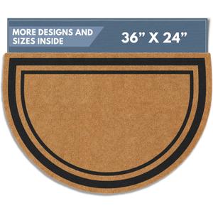 Barnyard Designs Natural Coco Coir Doormat Welcome Mat for Front Door & Outdoor Entrance, Large Door Mat for Indoor Entrance or Porch Entry, Brown (24x36, Border)