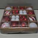 Christmas Balls Ornaments Set, 44 Pcs Xmas Shatterproof Plastic Baubles Hanging Balls for Christmas Tree Holiday Party Wedding Decoration (Red & White)