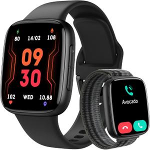 Smart Watch for Men/Women, Answer/Make Call, 1.85" AMOLED Always-On Display Screen Smartwatch for iPhone & Android, 3ATM Waterproof Fitness Tracker with Heart Rate/Sleep/SpO2 Monitor, 100+ Sport Modes