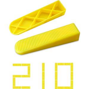 Tile Leveling System Wedges 210 pcs Reusable Tile Leveler Wedges for 1/8" 1/16" 1/32" Spacers and Tile Leveling Clips Tile Leveler Tools for Wall Floor Tile Stone Installation Yellow
