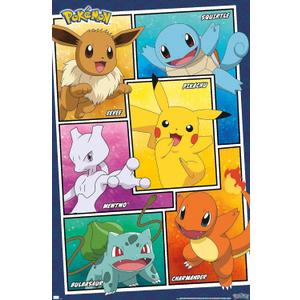 Trends International Pokmon - Group Collage Wall Poster, 22.375" x 34", Unframed Version for Bathroom