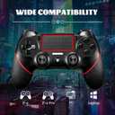Wireless Controller for Ps4 Controller Compatible with PS4/Slim/Pro/Windows PC,with Touchpad/Vibration/Built-in Speaker&3.5mm Headphone Jack/Six-axis Motion Control/USB-C Charging Cable,Black Red