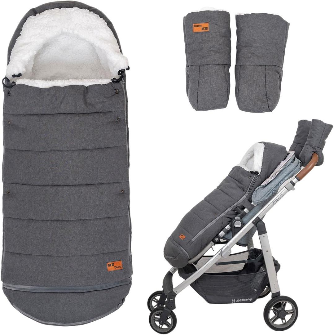 Baby Stroller Bunting Bag+Handmuff Set - Compatible with All UPPAbaby, Nuna, BOB, Jogger, Graco and Other All Strollers -Waterproof Winter Stroller Footmuff -Length Adjustable for 6 M to 5T, Large