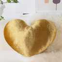 AELS Heart Shaped Pillow, 17.7 Inches Heart Decorative Throw Pillows, Velvet Love Cute Pillows, Valentines Day Decorations, Wedding Decor, Living Room Bedroom Nursery Decor, Golden