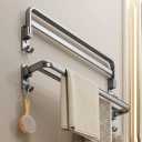Adhesive No Drill Wall Mounted Towel Rack - 19.7" Rustproof Aluminum Bathroom Towel Holder, Lightweight Space Gray Stick-On Towel Rod (1-Piece)
