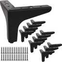 Acrux7 12 Pcs Furniture Legs 4 Inch, Black Metal Furniture Legs, Modern Style DIY Replacement Triangle Sofa Couch Leg for Dresser Table Chair Ottoman Cabinet