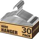 Stainless Steel Silver Metal Coat Hangers with Non Slip Notch - Ultra Thin Space Saving Wire Hangers, 30 Pack (16.5 Inch)
