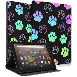 Wazzasoft for Amazon Kindle Fire HD 8/ 8 Plus Tablet Case 10th/ 12th Generation for Women Girls Kids Boys Folio Cover Cute Fashion Design Dog Paw Unique Cool Teens Cases for Kindle Fire Case 8 Inch