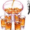Adjustable Shot Glass Dispenser and Holder Made of Food Grade Plexiglass, Shot Dispenser with 6 Drinking Glasses for Kinds of Parties (Red)