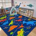 STARUIA Large 5x7 Area Rugs Washable Kids Rug for Bedroom, Soft Bule Cartoon Dinosaur Boys Room Rug, Cute Animal Patterns Nursery Rugs Toddler Carpet for Kids Room Playroom Living Room (Blue)