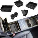 BANKKY 5PCS Center Console Organizer Tray for Tesla Model Y Juniper 2025 2026 Accessories Underseat Armrest Storage Cup Holder Hidden Compartment for Family Travel Kids Daily Commute Road Trips