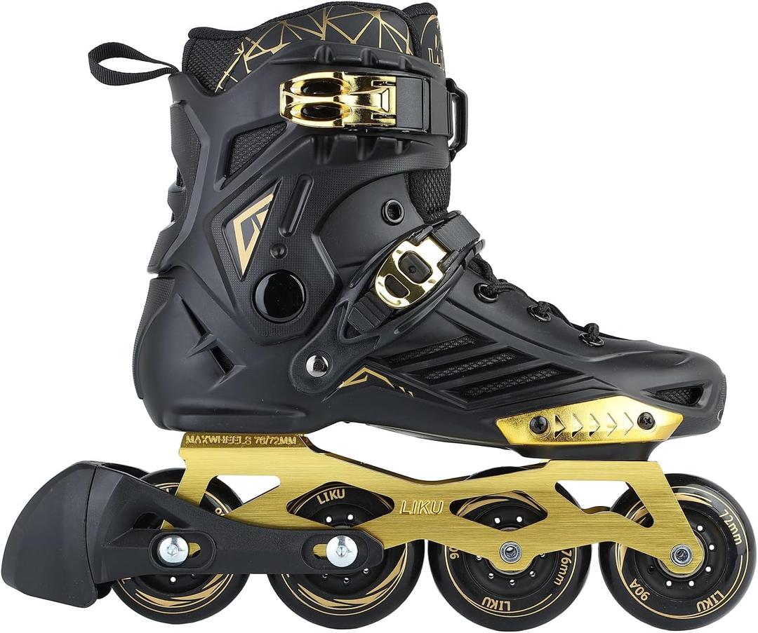 LIKU Unisex Fitness Inline Skates (Men 10.5/Women 11.5, Gold)