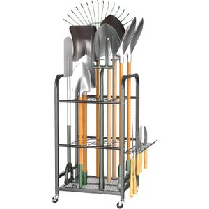 EVERHANGER Garden Tool Organizer and Storage, Yard Tool Stand Garage Tool Organization, Yard Tool Racks for Indoor/Outdoor Use