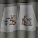 Easter Bunny Floral Kitchen Towels, Rustic Farmhouse Dish Towel for Kitchen, Bunny Gifts for Women Tea Towels, Cottagecore Botanical Easter Rabbit Hand Towel for Bathroom, 16x24 Inch Set of 2