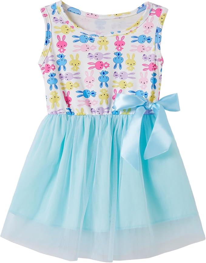Beganly Girls Sleeveless Dress Toddler Bunny Tutu Sundress Casual Party Dresses  Size 110, Colour: Colorful Rabbit Blue
