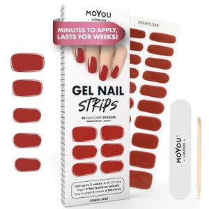 MOYOU LONDON Semi Cured Gel Nail Strips - 20 Pcs. Waterproof Gel Nail Wraps, Cures in Sunlight or UV/LED Lamp, Lasts Up to 2+ Weeks, Stretchable, Easy to Apply & Remove, Vegan & Cruelty-Free , Pack 2