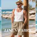 Ficerd 2 Pack Cotton Linen Big and Tall Shorts for Men Drawstring Elastic Waist 7" Summer Beach Bermuda with Pockets (Black, XXL)