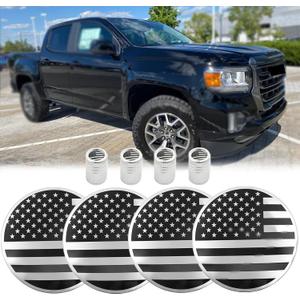 4 PCS 3 1/4 inches=83mm Car Wheel Center Hub Cover for Chevrolet,Silver Black American USA Flag Wheel Center Caps fit Most 18"&20"&22" Rims for GMC Sierra,Chevy Silverado,Camaro, Toyota,F150