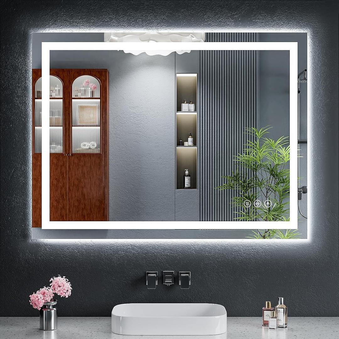 40"x30" LED Bathroom Mirror with Lights, Backlit+Frontlit , Anti-Fog