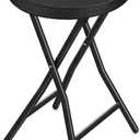 TAVR Furniture Portable Folding Chair with Handle, Heavy Duty Round Fold Stool Chair with 500lbs Capacity for Adults, 18 Inch Foldable Stool for Dorm, Kitchen, Vanity, Church and Outdoor use, Black, 1 Pcs 18-Inch