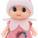 WULEEUPER Tiny Baby Elf Dolls | Christmas Miniature Elf Decoration | Newborn Gift | Baby Grow Girl and Boy Dolls (Pink Dress)