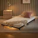 VECELO Twin Trundle Bed Frame Only/Roll Out/Enhanced & Up-Graded Metal Slats Support with Lockable Casters, Classic Black