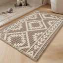 Waffle Bath Mat 24"x36"-Super Absorbent Bath Mats for Bathroom, Machine Washable Non Slip Bathroom Rug with Tassels, Soft Bathroom Mat for Laundry Room, Bedroom, Brown & Cream, 2'x 3'
