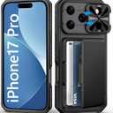 BXYJY for iPhone 17 Pro Case Wallet, Card Holder (45 Cards), Slide Camera Cover, Military Drop Protection, Rugged Heavy Duty Men Women Protective Phone Case for iPhone 17 Pro 6.3" 2025, Black