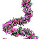 Miracliy 9Pcs 74FT Purple Flower Garland Artificial Rose Arch Vines Fake Spring Floral Garland for Flower Wall Backdrop Wedding Mothers Day Garden Tea Party Decoration