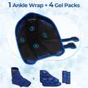 KingPavonini Ankle Foot Ice Pack Wrap for Sprained Ankle/Surgery Recovery, Reusable Gel Ice Packs for Feet Injuries, Plantar Fasciitis, Achilles Tendonitis, Hot/Cold Therapy, XL (1 Wrap+4 Gel Packs)